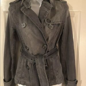 Burberry grey distressed denim jacket